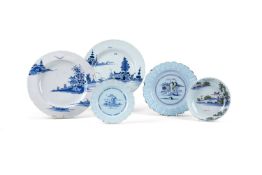 A selection of Chinoiserie English delft, third quarter 18th century