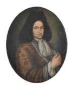 North Italian School (17th century) Portrait of a gentleman, half-length, in a pale brown embroidere
