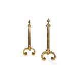 A pair of Continental gilt metal andirons in Neoclassical taste, circa 1900