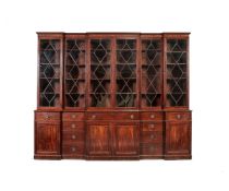 A George III mahogany breakfront library bookcase, circa 1790