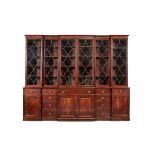 A George III mahogany breakfront library bookcase, circa 1790