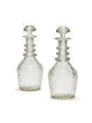 A pair of Continental cut glass magnum decanters and stoppers, 20th century