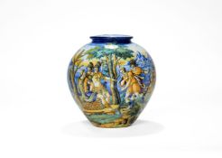A Ullyses Cantagalli maiolica globular vase, late 19th century