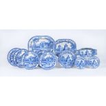 A selection of Rogers blue and white printed pearlware