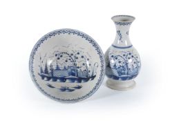 A Staffordshire pearlware chinoiserie guglet and bowl