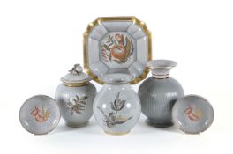 A selection of modern Royal Copenhagen crackle-glazed porcelain