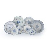 A miscellaneous selection of Staffordshire blue and white painted domestic pearlware