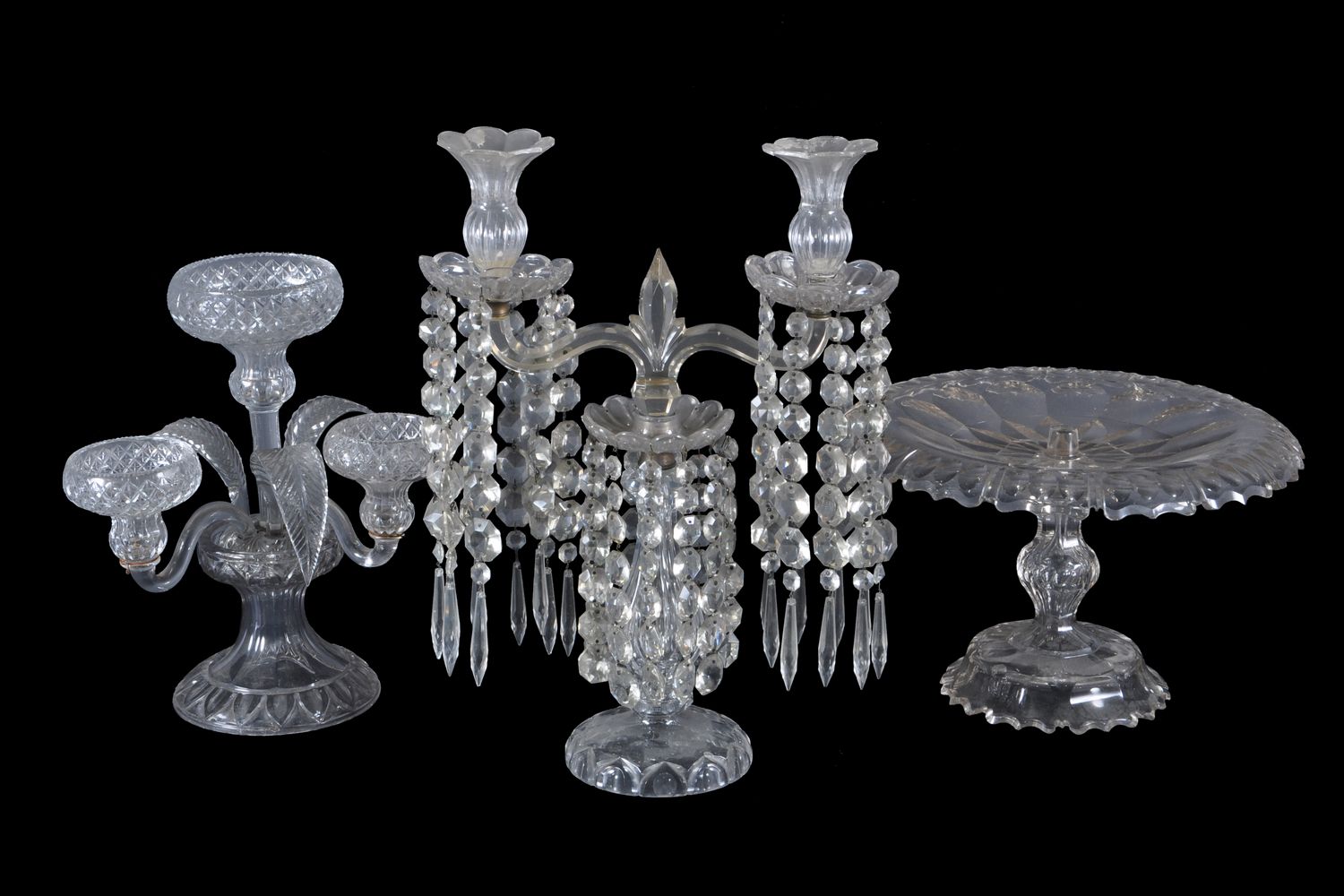 Three items of Victorian clear glass
