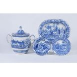 Four items of Staffordshire blue and white printed pearlware