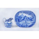 An English blue and white printed 'Mausoleum of Sultan Purveiz near Allahabad' serving dish attribut