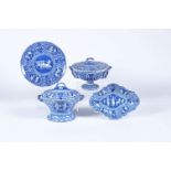 Four items of Spode blue and white printed pearlware decorated with the 'Greek' pattern