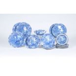 A miscellaneous selection of Spode and other manufacturers blue and white printed pearlware with cla