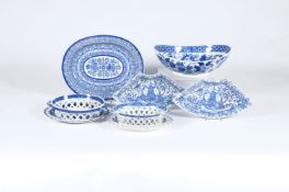 A selection of assorted Staffordshire blue and white printed pottery