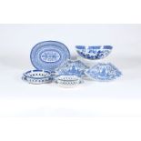 A selection of assorted Staffordshire blue and white printed pottery