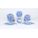 The remnants of a Riley Semi-China blue and white printed dinner service