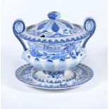 A Jacob Marsh blue and white printed pearlware two-handled soup tureen