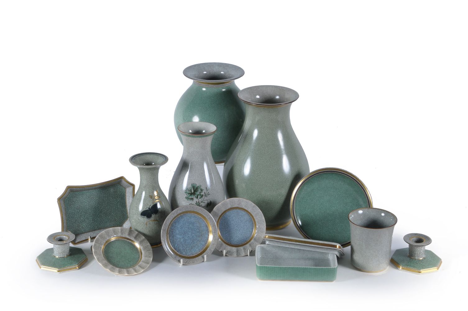 A selection of modern Royal Copenhagen crackle-glazed porcelain