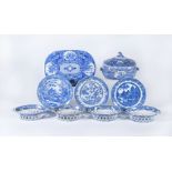 Assorted Spode blue and white printed pearlware