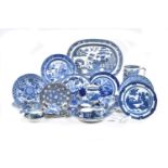 A miscellaneous collection of Staffordshire blue and white printed pottery