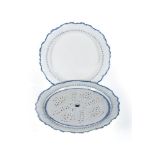 A Wedgwood 'Queen's Ware' round serving dish and pierced drainer