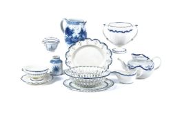 A selection of Staffordshire blue and white pearlware