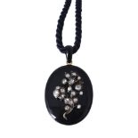 A late 19th century onyx, diamond and pearl locket