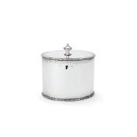 A George III silver straight-sided oval tea caddy probably by Samuel Wood