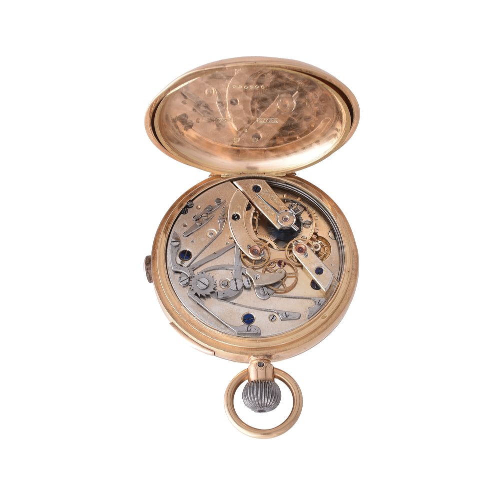 A Swiss 18 carat gold keyless wind full hunter quarter repeating pocket watch - Image 2 of 2