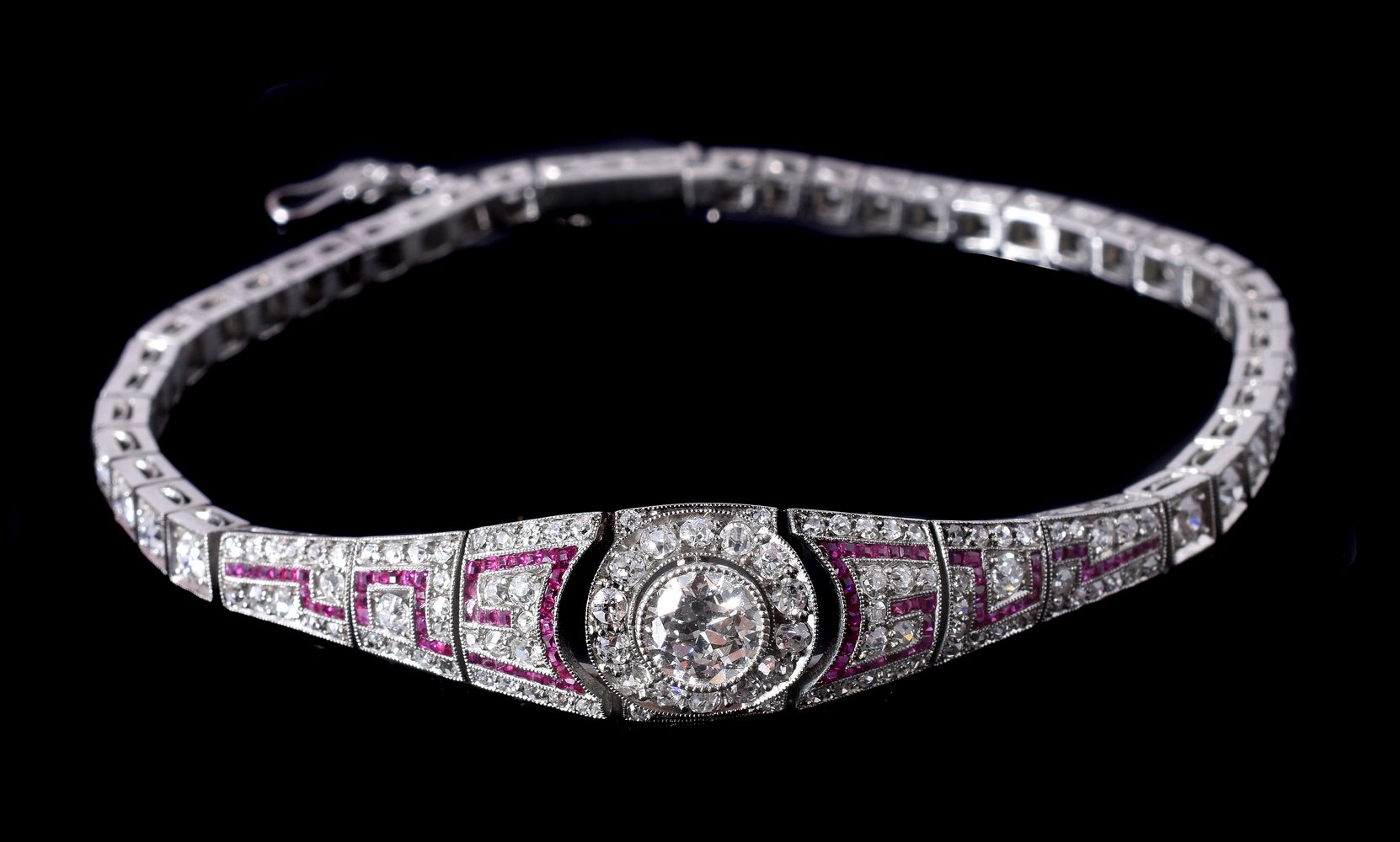 An early 20th century diamond and ruby bracelet