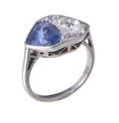 An Art Deco sapphire and diamond ring