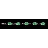 An Art Deco jadeite jade and diamond bracelet