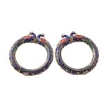 A pair of Jaipur enamel and diamond peacock bangles (Kada)