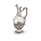 A late Victorian silver mounted wrythen glass claret jug by Wakely & Wheeler