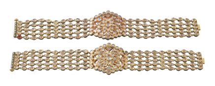 A pair of Jaipur enamel and diamond bracelets