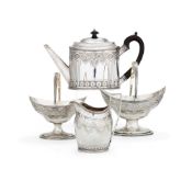 A George III silver three piece tea service by Peter & Ann Bateman