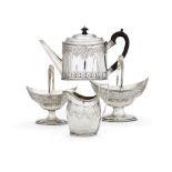 A George III silver three piece tea service by Peter & Ann Bateman