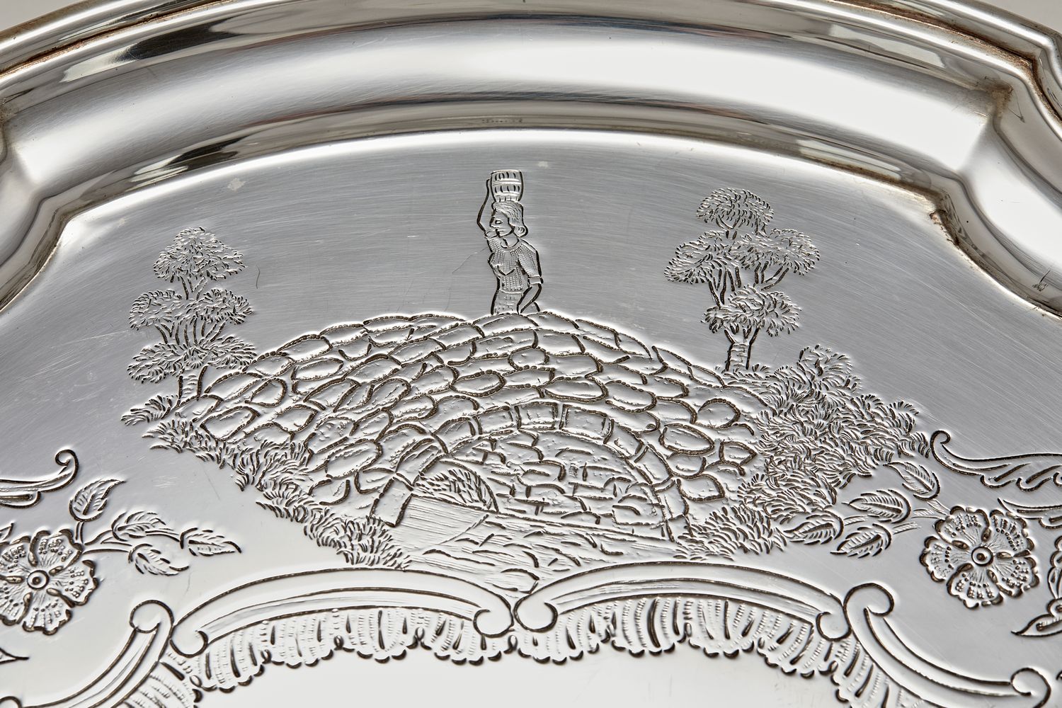 An Irish silver coloured shaped oval twin handled tray by Royal Irish Silver Co. - Image 6 of 6