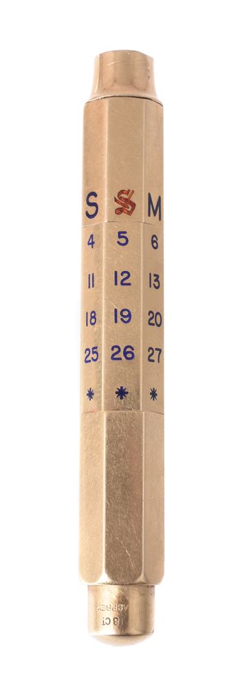 An 18 carat gold perpetual calendar pencil by Sampson Mordan and Co.