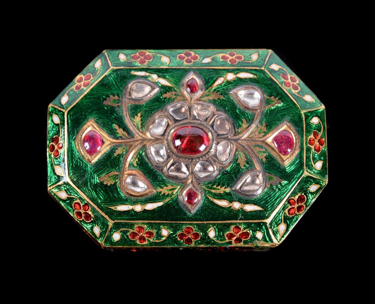 A Jaipur enamel and gold box - Image 2 of 4
