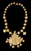 A gold coloured historismus bead necklace