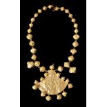 A gold coloured historismus bead necklace