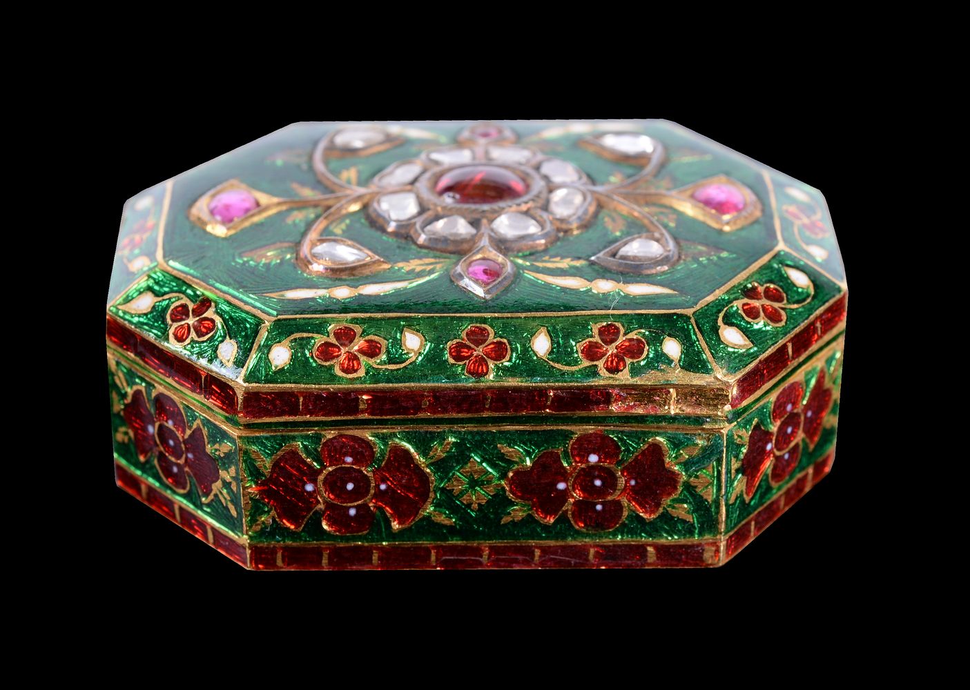 A Jaipur enamel and gold box