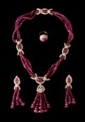 A suite of ruby and diamond jewellery