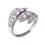 A diamond four row dress ring