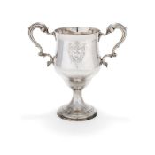 A George III Irish silver large twin handled ogee cup by Joseph Jackson