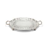 An Irish silver coloured shaped oval twin handled tray by Royal Irish Silver Co.