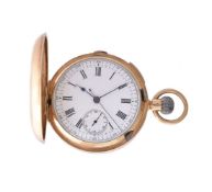 A Swiss 18 carat gold keyless wind full hunter quarter repeating pocket watch