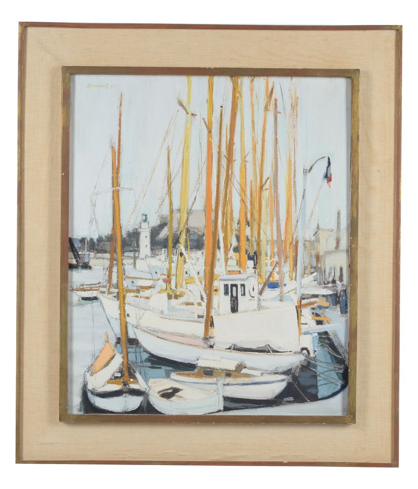 Michel Dureuil (French b. 1929), Boats in a harbour - Image 2 of 3