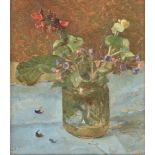 Carolyn Sergeant (British b. 1937), Red and purple flowers in a jar