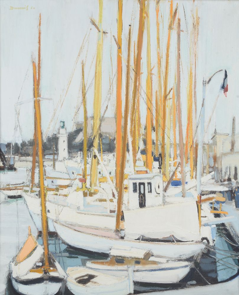 Michel Dureuil (French b. 1929), Boats in a harbour